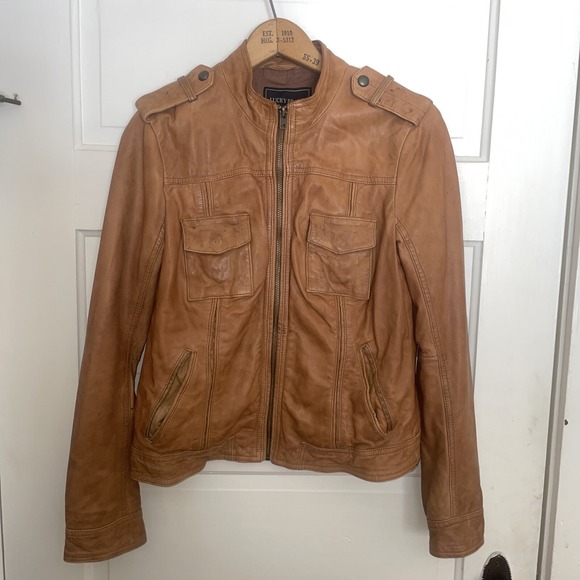 Soft And Supple lucky brand 100% lamb leather jacket Women's Medium - Picture 1 of 10